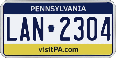 PA license plate LAN2304