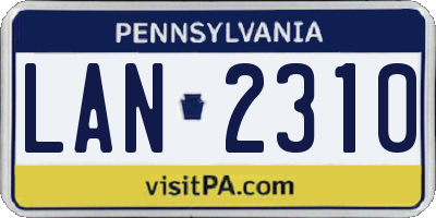 PA license plate LAN2310