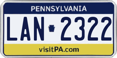 PA license plate LAN2322