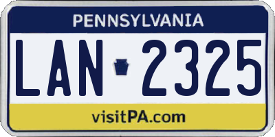 PA license plate LAN2325