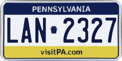 PA license plate LAN2327