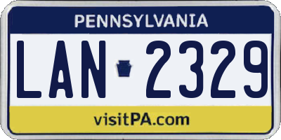 PA license plate LAN2329