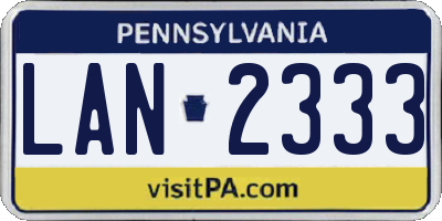 PA license plate LAN2333