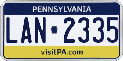 PA license plate LAN2335