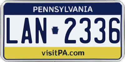 PA license plate LAN2336