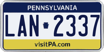PA license plate LAN2337