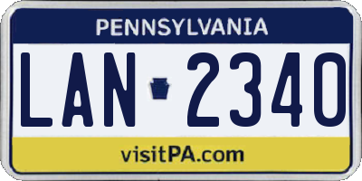 PA license plate LAN2340