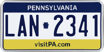 PA license plate LAN2341
