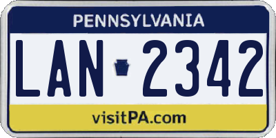 PA license plate LAN2342