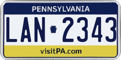 PA license plate LAN2343