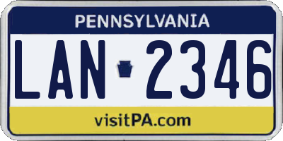 PA license plate LAN2346