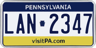 PA license plate LAN2347