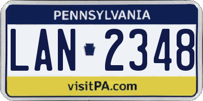 PA license plate LAN2348
