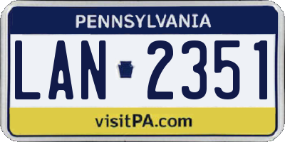 PA license plate LAN2351