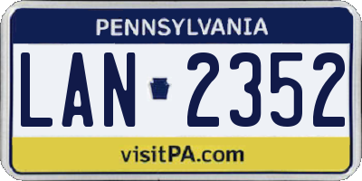 PA license plate LAN2352