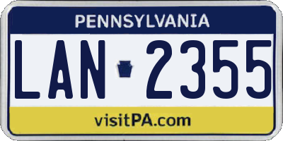 PA license plate LAN2355