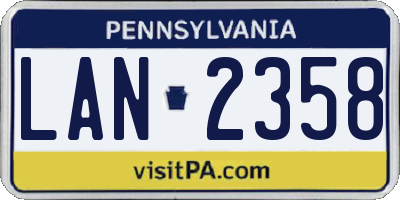 PA license plate LAN2358