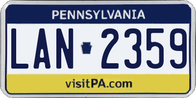 PA license plate LAN2359
