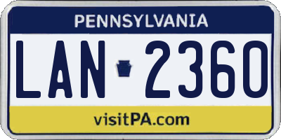 PA license plate LAN2360