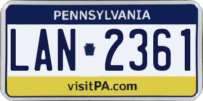 PA license plate LAN2361