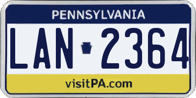 PA license plate LAN2364