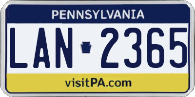 PA license plate LAN2365