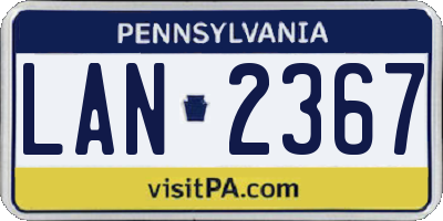 PA license plate LAN2367