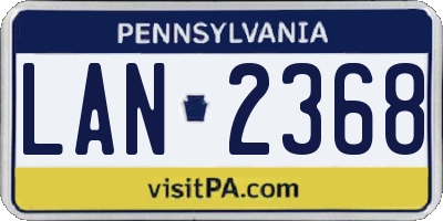 PA license plate LAN2368