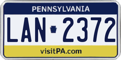 PA license plate LAN2372