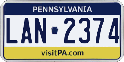 PA license plate LAN2374