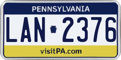 PA license plate LAN2376