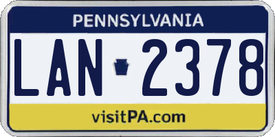 PA license plate LAN2378