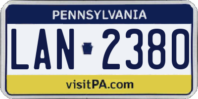 PA license plate LAN2380
