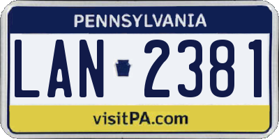 PA license plate LAN2381