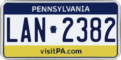 PA license plate LAN2382