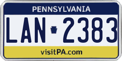 PA license plate LAN2383
