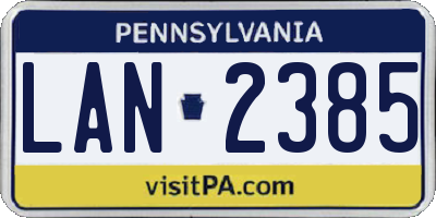 PA license plate LAN2385