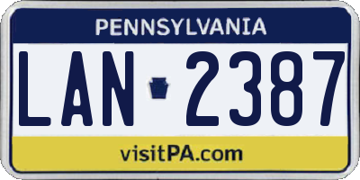 PA license plate LAN2387