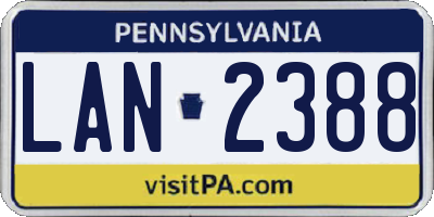 PA license plate LAN2388