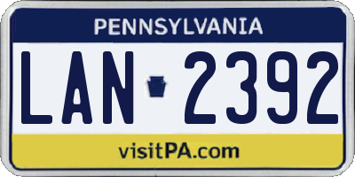 PA license plate LAN2392