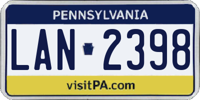 PA license plate LAN2398