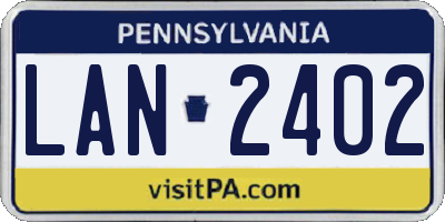 PA license plate LAN2402