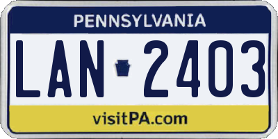 PA license plate LAN2403