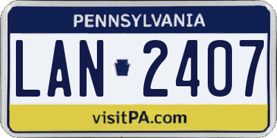 PA license plate LAN2407