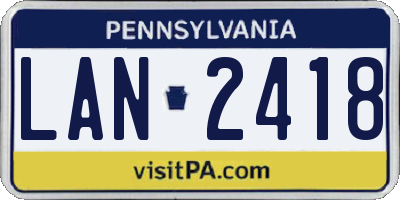 PA license plate LAN2418