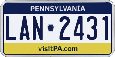 PA license plate LAN2431