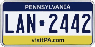 PA license plate LAN2442