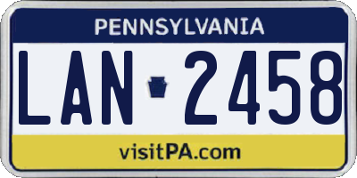 PA license plate LAN2458