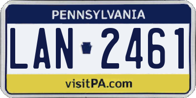 PA license plate LAN2461