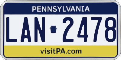PA license plate LAN2478